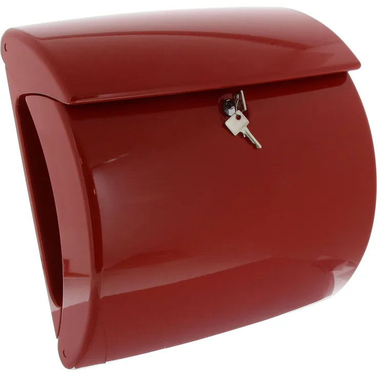 BURG-WÄCHTER, Briefkasten mit integriertem Zeitungsfach in Klavierlack-Optik, A4 Einwurf-Format, EU Norm EN 13724, Hochwertiger Kunststoff, Piano 886 R, Rot