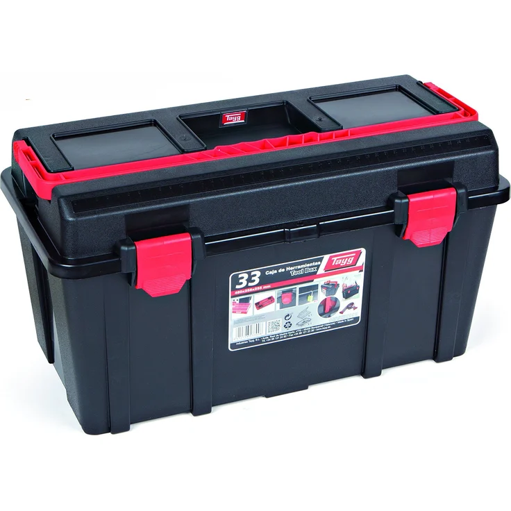 Tayg Werkzeugkasten aus Kunststoff Nr.33 Werkzeugkoffer No 33-480 x 258 x 255 mm-schwarz-rot – Bild 1