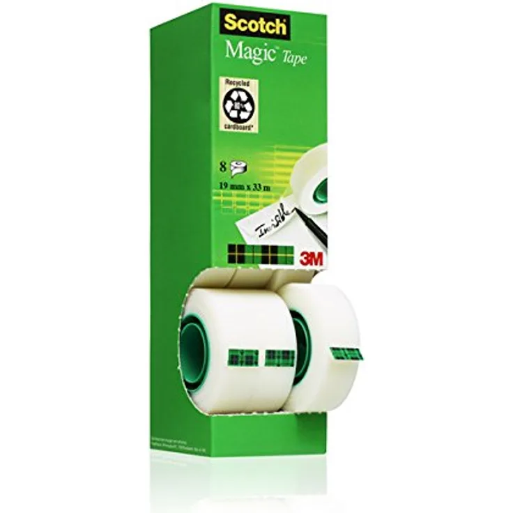 Scotch Magic Klebeband Promotion ? Transparenter & matter Klebefilm für den alltäglichen Gebrauch ? Beschriftbar & kopierbar ? 19 mm x 33 m ? 8 Rollen