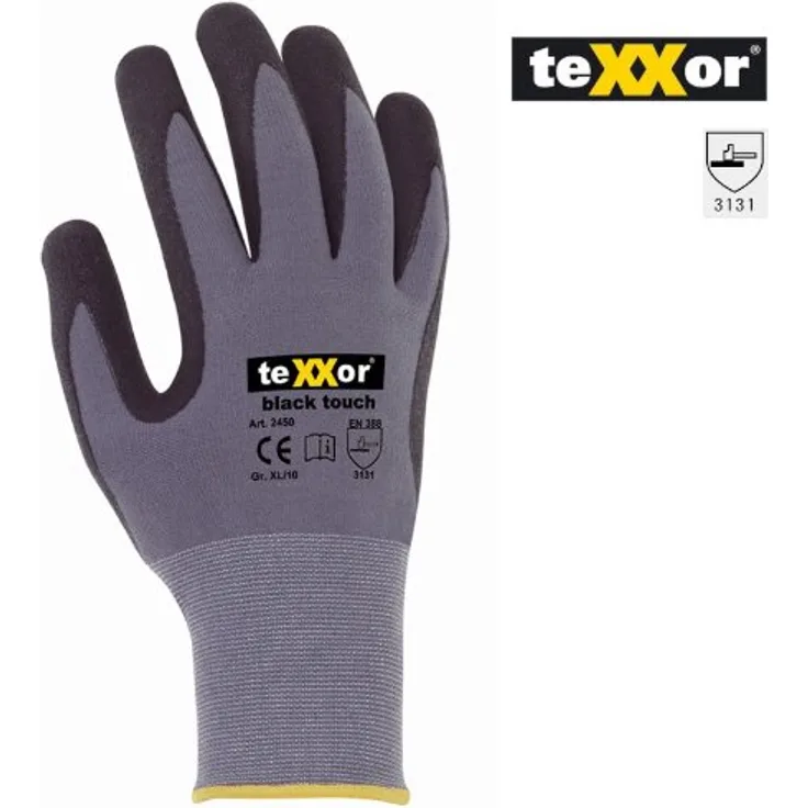 teXXor Nylon-Strickhandschuhe black touch Größe 8 2450-9