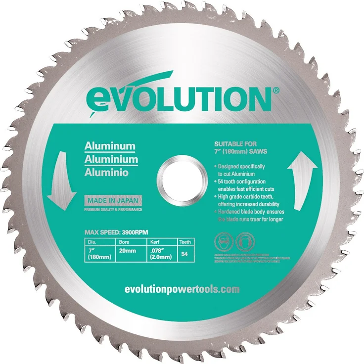 Evolution Power Tools Edelstahl Sägeblatt, 180BLADEAL, 54Z, 7 Inch – Bild 1