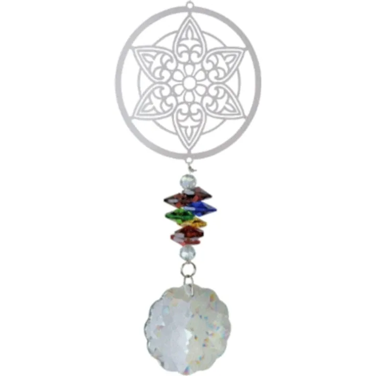 windspinner Magic Mandala 40 cm Glas silber