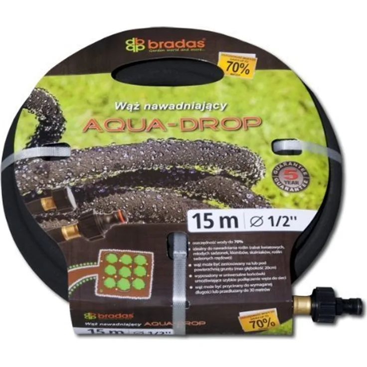 Bradas WAD1/2075 Tropfschlauch Aqua-Drop 1/2 Zoll, 7,5 m Perlschlauch/Gartenschlauch, schwarz, 30 x 30 x 5 cm