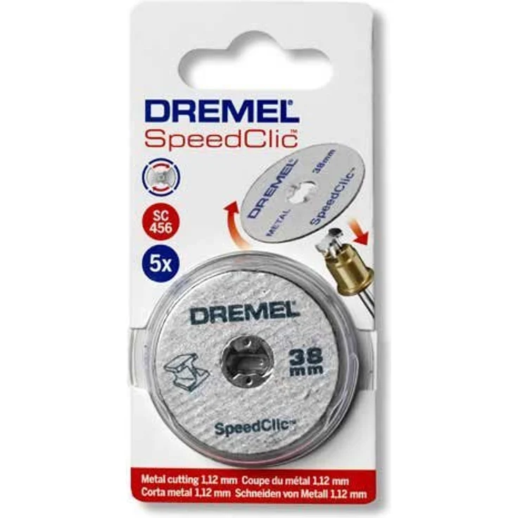 Dremel SC456 Speedclic Metall-Trennscheiben, ø 38 mm, Zubehören Set mit 5 Trennscheibe fur Multifunktionswerkzeug zum Kürzen oder Schneiden von Metallen – Bild 1