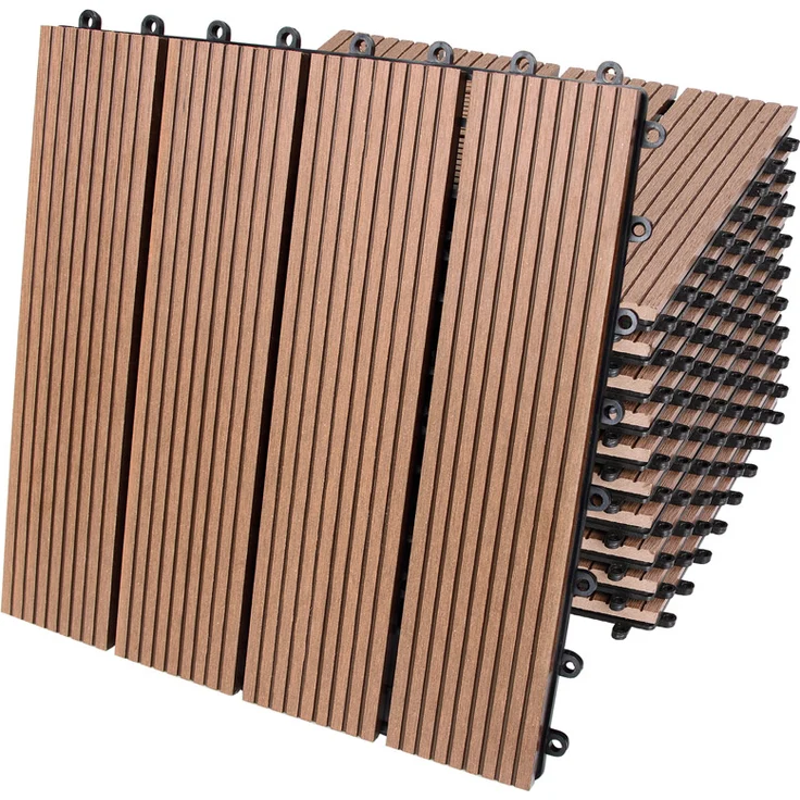 WPC Fliesen 1m²-4m² Terrassenfliesen Set Holzfliesen 30x30cm Balkon Pool Garten 11x Klassik terrakotta – Bild 1