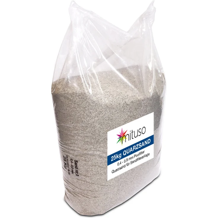 Mituso Quarzsand, Filtersand, Körnung 0,4-0,8mm, Aquariumsand, (1 x 25kg)