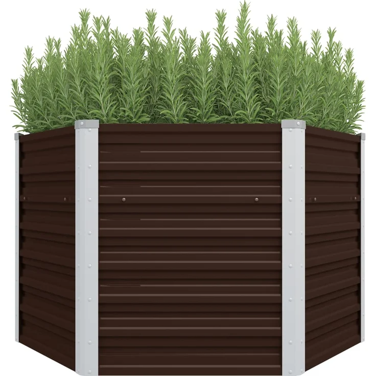 vidaXL Garten-Hochbeet Braun 129 x 129 x 77 cm Verzinkter Stahl – Bild 1