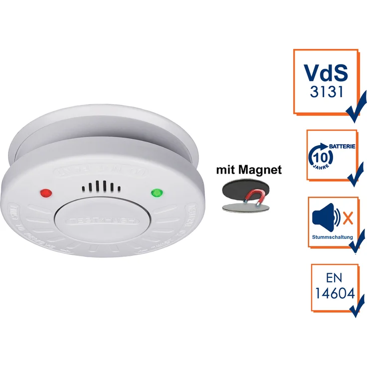 Rauchmelder - Stummschaltfunktion plus Magnetbefestigung