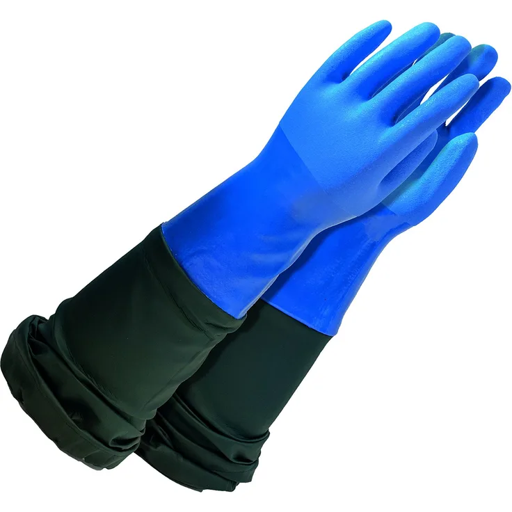 Rostain WETPRO-IT10 Wasserdichter Handschuh, lang Vollschutz vor den Armen Elastischer Verschluss, Schwarz-Blau, 10