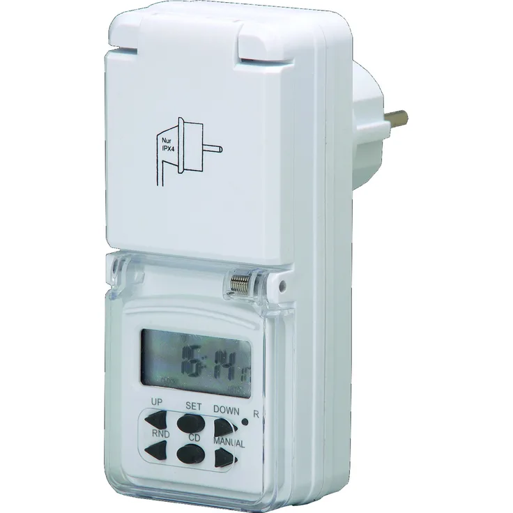 UNITEC 48436 Wochenzeitschaltuhr Mini mit digitaler Anzeige für den Außenbereich inkl. Kinderschutz, weiß