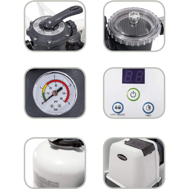 Intex 28652 Sandfilteranlage 12.000 l/h Pool Pumpe Filterpumpe Krystal Clear – Bild 3