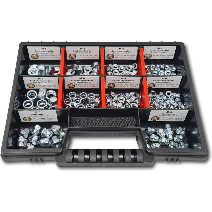 Muttern Sortiment M4-M5-M6-M8 235 tlg. Schraubenbox