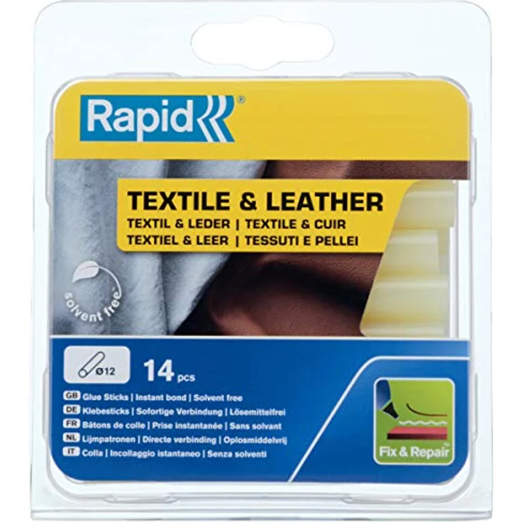 Rapid Heißklebesticks für Textil und Leder, 14 Sticks 94mm Länge, Spezialkleber, Klebesticks für Klebepistole 11mm, 12mm