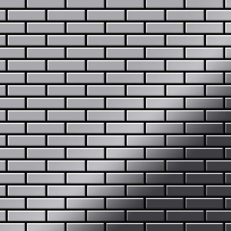 Alloy Mosaik Fliese massiv Metall Edelstahl hochglänzend in grau 1,6mm stark PK-S-S-M 0,88 m2