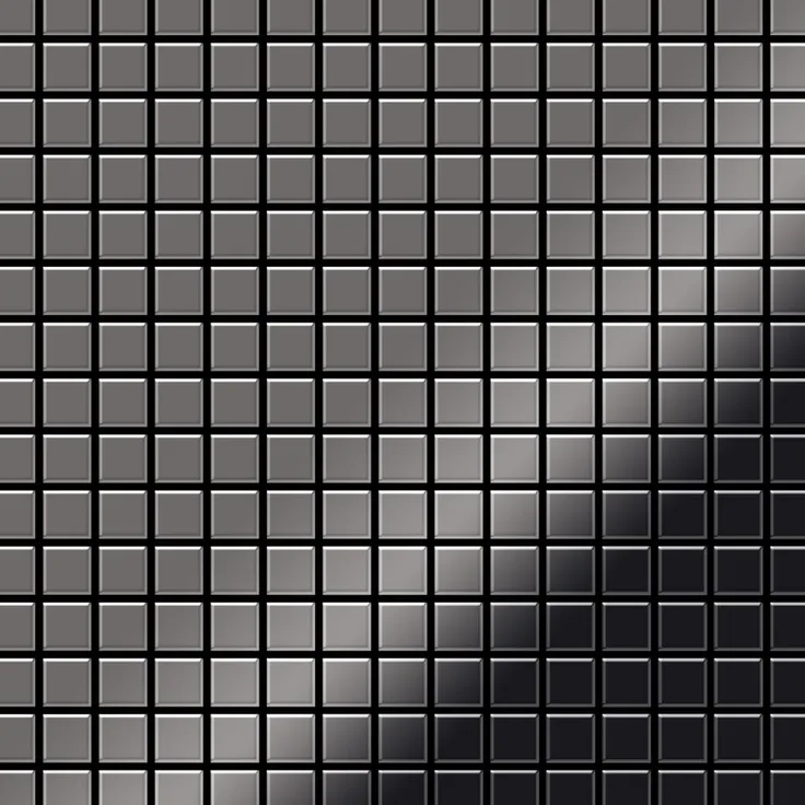 Alloy Mosaik Fliese massiv Metall Titan hochglänzend in dunkelgrau 1,6mm stark Mosaic-Ti-SM 1,04 m2