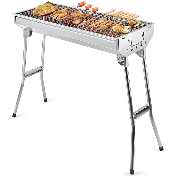 Uten Faltbare Holzkohlegrill Edelstahl Holzkohlegrill Picknickgrill BBQ Holzkohlegrill für Garten Camping Park Party Barbecue – Bild 1
