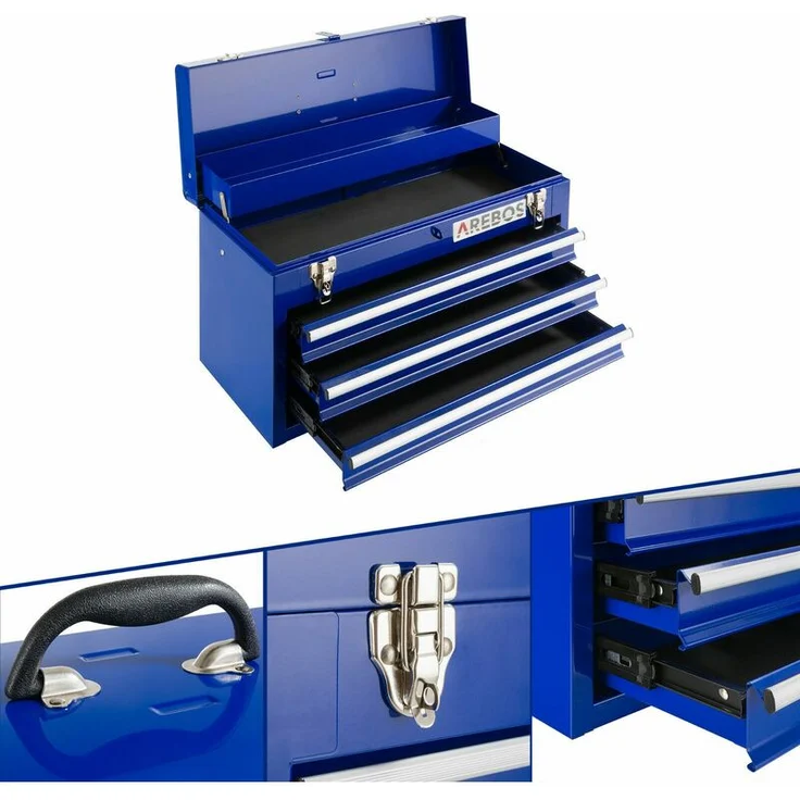 Canbolat Vertriebs Gmbh - AREBOS Werkzeugkoffer mit 3 Schubfächer blau - Werkzeugkasten Werkzeugbox Werkzeugkiste - blau