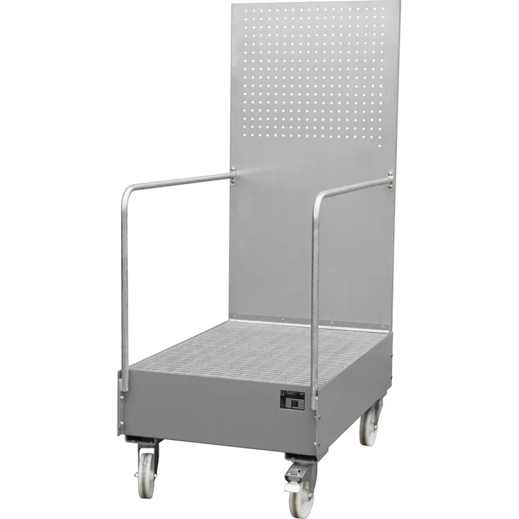 Bauer Fahrbare Auffangwanne mit Lochplattenwand LPW 200-3, lackiert, Mausgrau