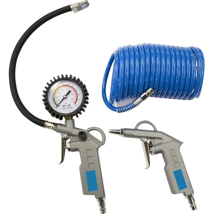 Güde Druckluft-Set Reifenfüller Spiralschlauch Ausblaspistole 3-tlg. – Bild 2