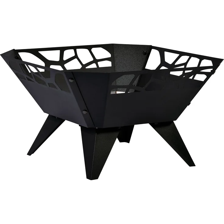 dobar Feuerschale, Feuerstelle, Design für Garten Balkon Terrasse, viereckig für draußen, Stahl pulverbeschichtet, schwarz, 51.5 x 51.5 x 30 cm, 35416