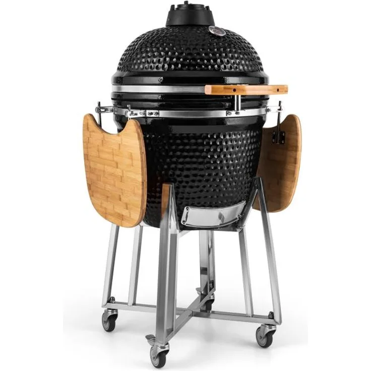 Kingsize Kamado-Grill Keramikgrill mit Deflektorstein Lüftungsschieber rund schwarz