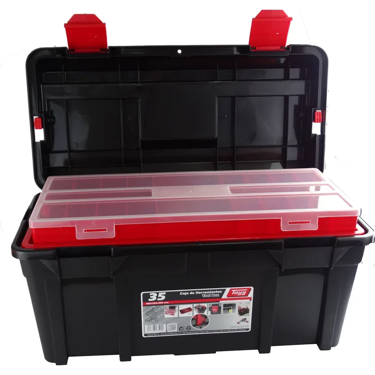 Tayg 4000871321 Werkzeugkasten aus Kunststoff Nr.35 Sortimentkoffer Nr. 35 mit 2 Einlagen und Box 580 x 285 x 290 mm