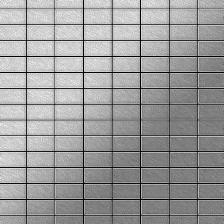 Alloy Mosaik Fliese massiv Metall Edelstahl marine gebürstet in grau 1,6mm stark Bauhaus-S-S-MB 1,05 m2