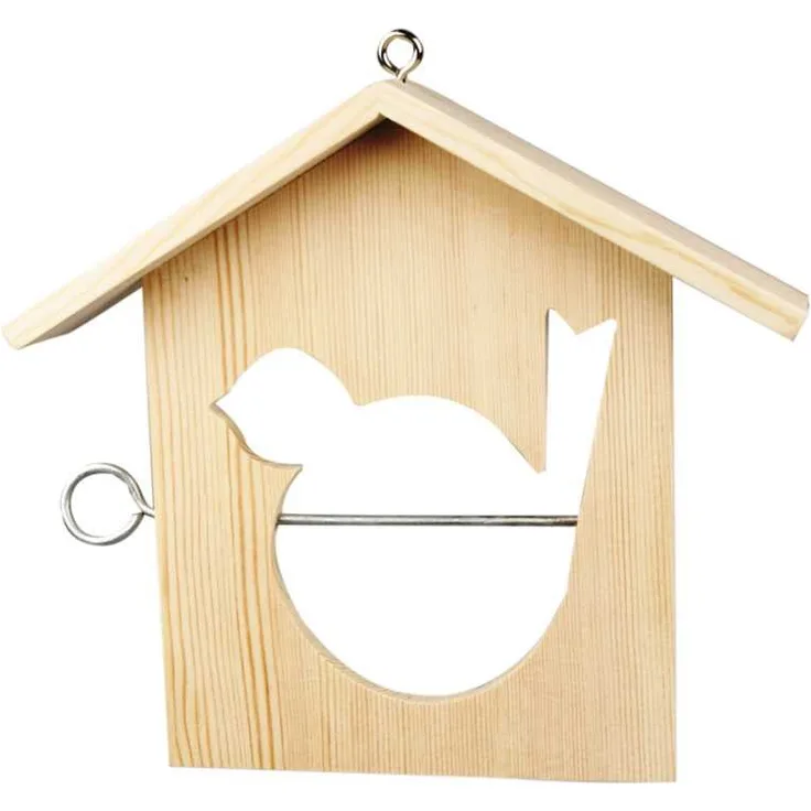 Vogelfutterhäuschen, Holz mit Dach und Aufhänger, unbehandelt