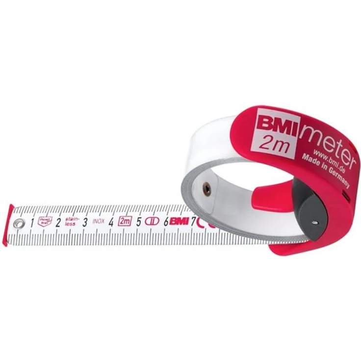 BMI 429241021 Taschenbandmaß -Meter, Länge : 2 m, rostfreies weisslackiertes – Bild 1