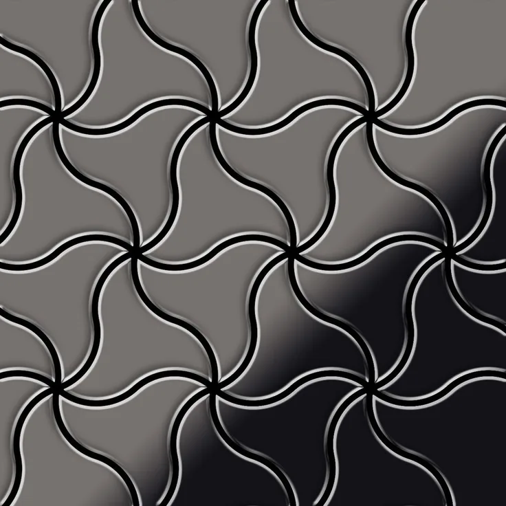 Alloy Mosaik Fliese massiv Metall Titan hochglänzend in dunkelgrau 1,6mm stark Ninja-Ti-SM Designed by Karim Rashid 0,67 m2