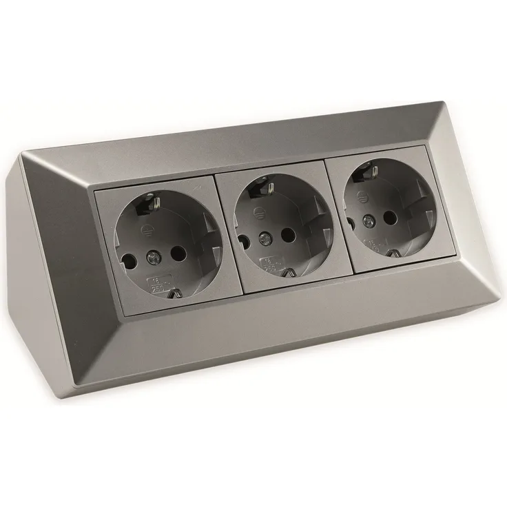 Steckdosenblock CHILITEC 21666, 3-fach, 16 A, 250 V~, silber