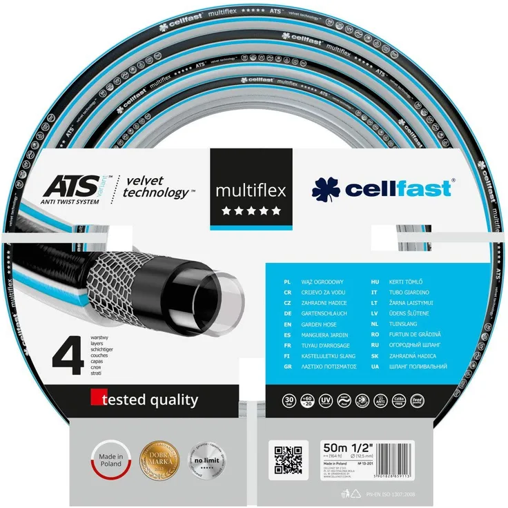 Cellfast 13-201 Schlauch Multiflex ATS Variant, 1-2 Zoll, 50 m, Mehrfarbig, 0,39 x 0,39 x 0,14 cm