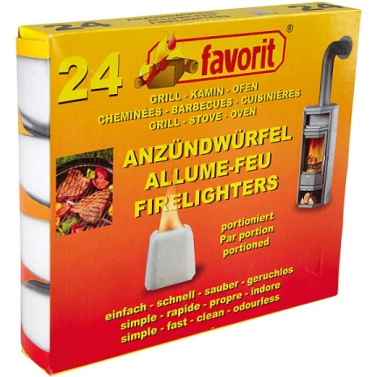 Favorit 1224 Anzündwürfel auf Basis von Paraffin 24 Anzünd Würfel
