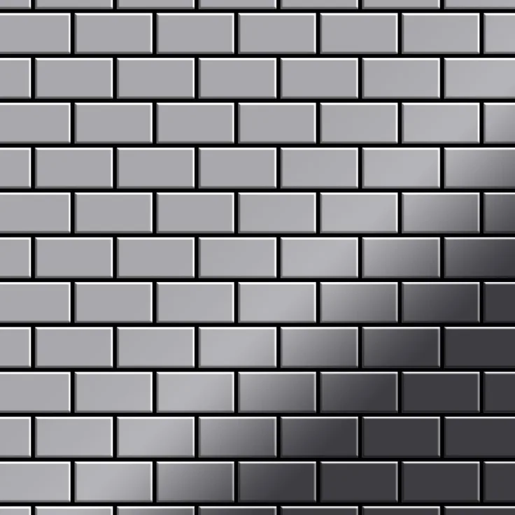 Alloy Mosaik Fliese massiv Metall Edelstahl marine hochglänzend in grau 1,6mm stark House-S-S-MM 0,98 m2