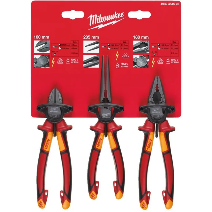 Milwaukee Hand Tools 4932464575 Milwaukee 932464575 VDE Zangen-Set, 3-teilig, Rot
