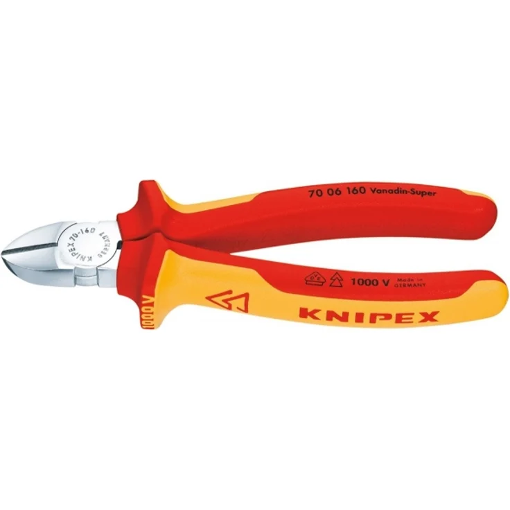 KNIPEX 70 06 160 Seitenschneider isoliert mit Mehrkomponenten-Hüllen, verchromt 160 mm – Bild 1