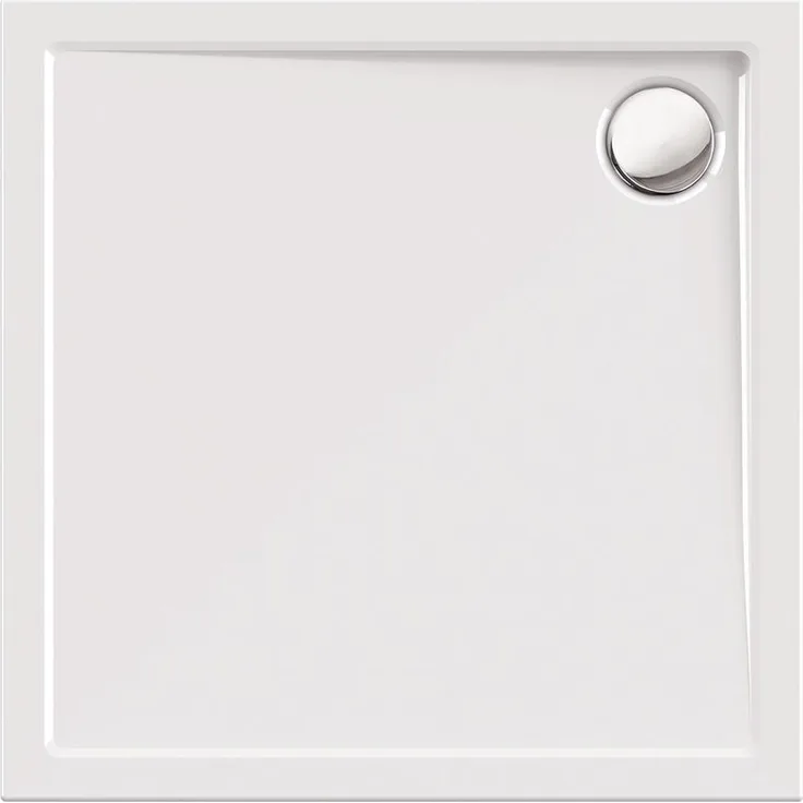  Modern Select - Eckige Bodengleiche Dusche aus Acryl in 80 x 80 x 2,5 cm, 90 mm Abfluss - 01SL2983 - Calmwaters