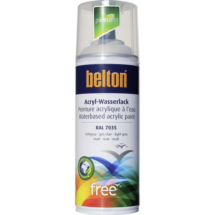 belton free Lackspray 400 ml, Acryl Wasserlack,lichtgrau, matt – Bild 1