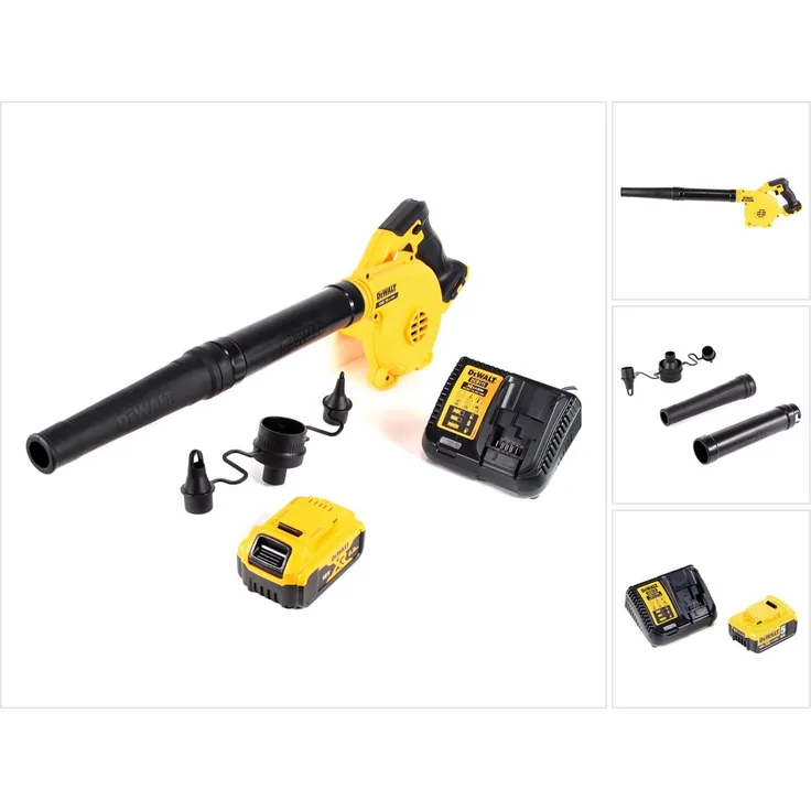 DeWalt DCV 100 P1 18 V Akku Gebläse - Laubbläser plus 1 x DCB 184 5,0 Ah Akku plus Ladegerät 265 Watt