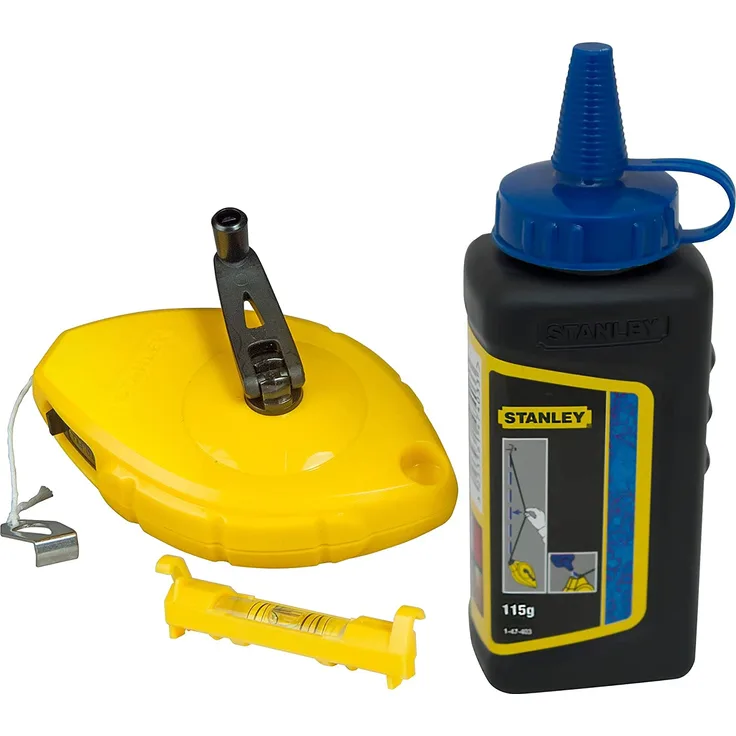 STANLEY 0-47-443 SchlagschnurSet - Gerät, Schnurwasserwaage, Kreide BLAU 30m