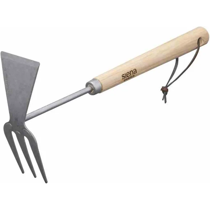 Siena Garden D70335 Doppelhacke ISYplant, Edelstahl/Eschenholz, 39 x 7 x 17 cm