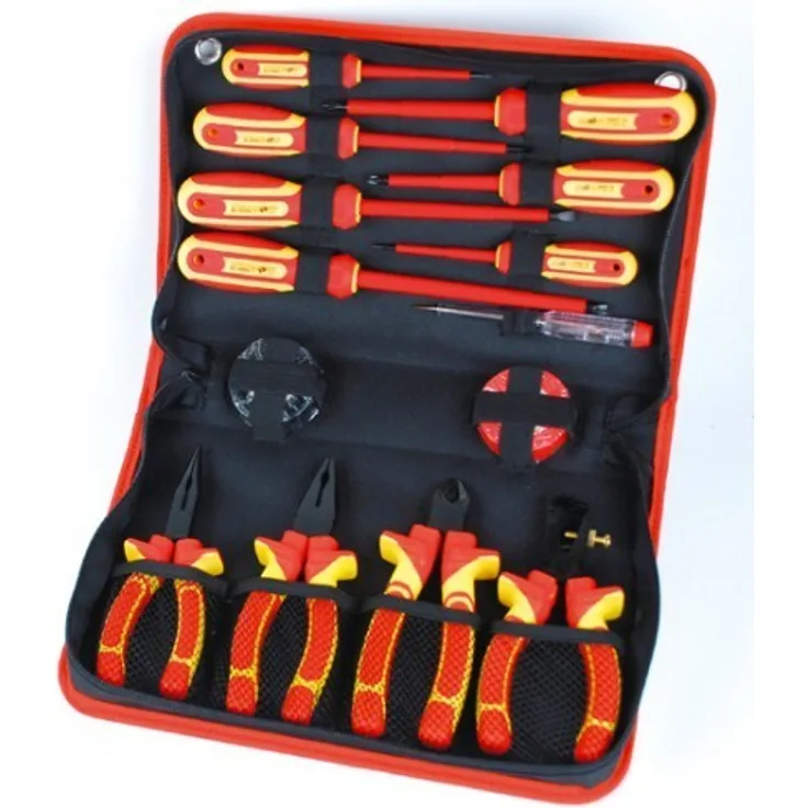 Brüder Mannesmann Werkzeug M11214 VDE Schraubendreher Zangen-Satz, 14-tlg