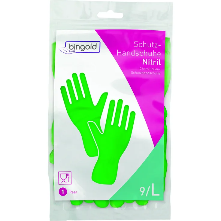 BINGOLD 504512 Nitrilhandschuhe, Wiederverwendbar, 1 Paar, Größe L, Grün