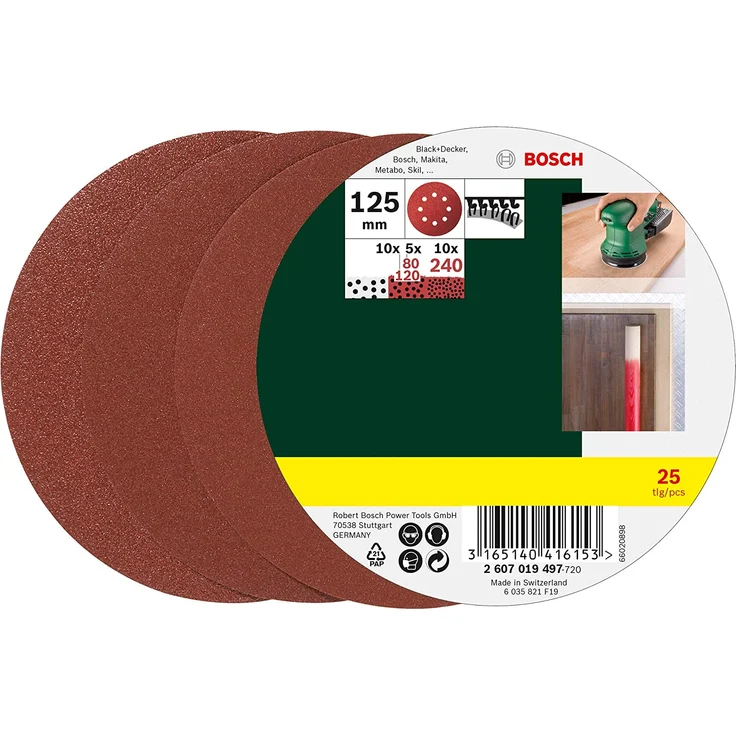 Bosch 2607019497 25-teiliges Schleifblatt-Set 125 mm Körnung 80, 120, 240 - Preisvergleich – Bild 5