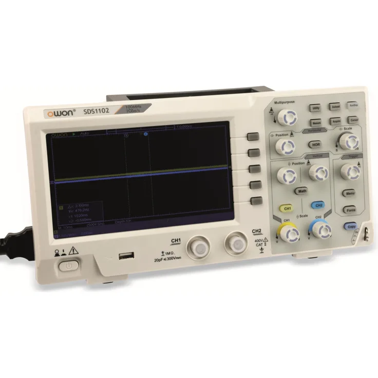 LCD Speicher-Oszilloskop OWON SDS1102, 2-Kanal, 100 MHz, USB