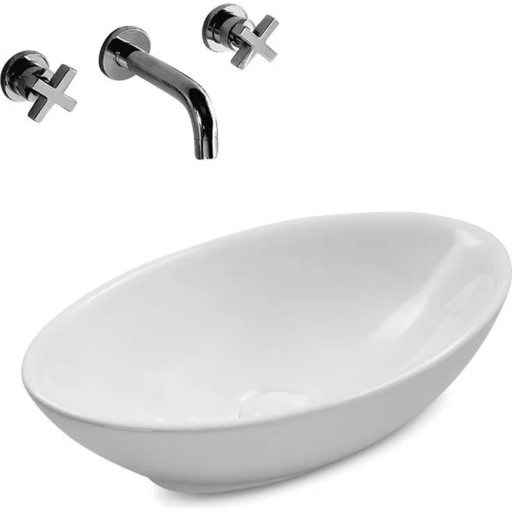Aufsatz Keramik Waschbecken Park Brillant Weiß 52 cm