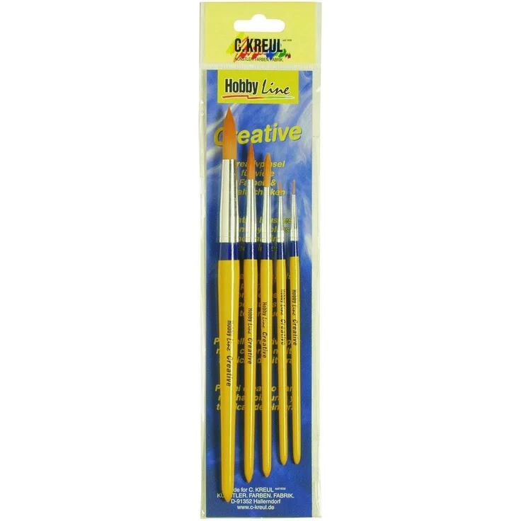 Kreul 723031 - Universalpinsel Synthetics Set, 5 Rundpinsel in den Größen 0, 2, 6, 8 und 12