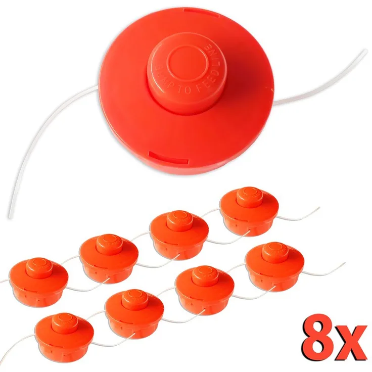 Nemaxx 8X FS1 Fadenspule mit Tippautomatik Doppelfadenkopf Fadenkopf Mähkopf Mähfaden Nylonschnurrolle Grasschneider Zubehör Ersatz Spule für Benzin Motorsense - Orange