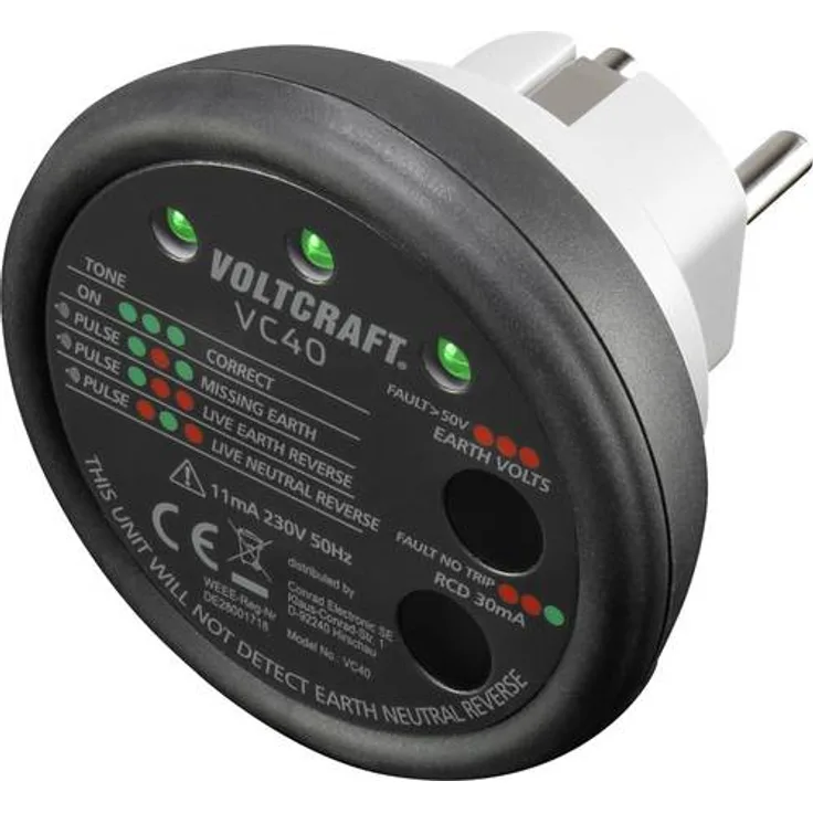 VOLTCRAFT VC40 Steckdosentester CAT II 300V