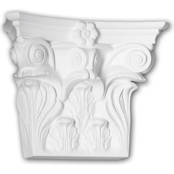 Profhome Decor - Pilaster Kapitell 421301 Fassadenelement Pilaster Außenstuck Korinthischer Stil weiß